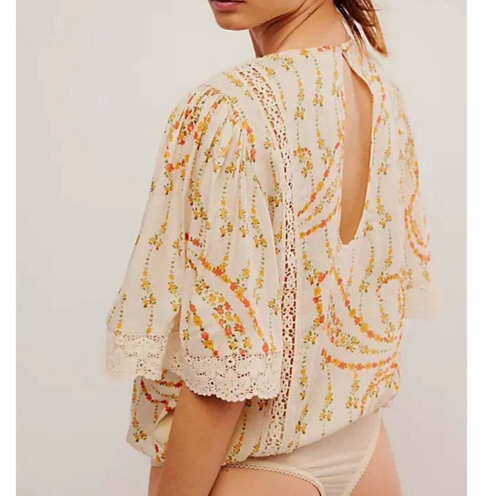 Intimately Free People Bali Tate Mixed Media Bodysuit in Cream Medium - Picture 1 of 14